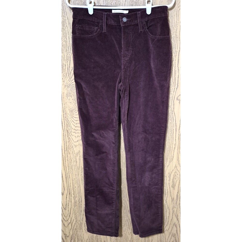 Levi's Women's 724 High Rise Straight Burgundy Corduroy Pants Zip Up Size 29